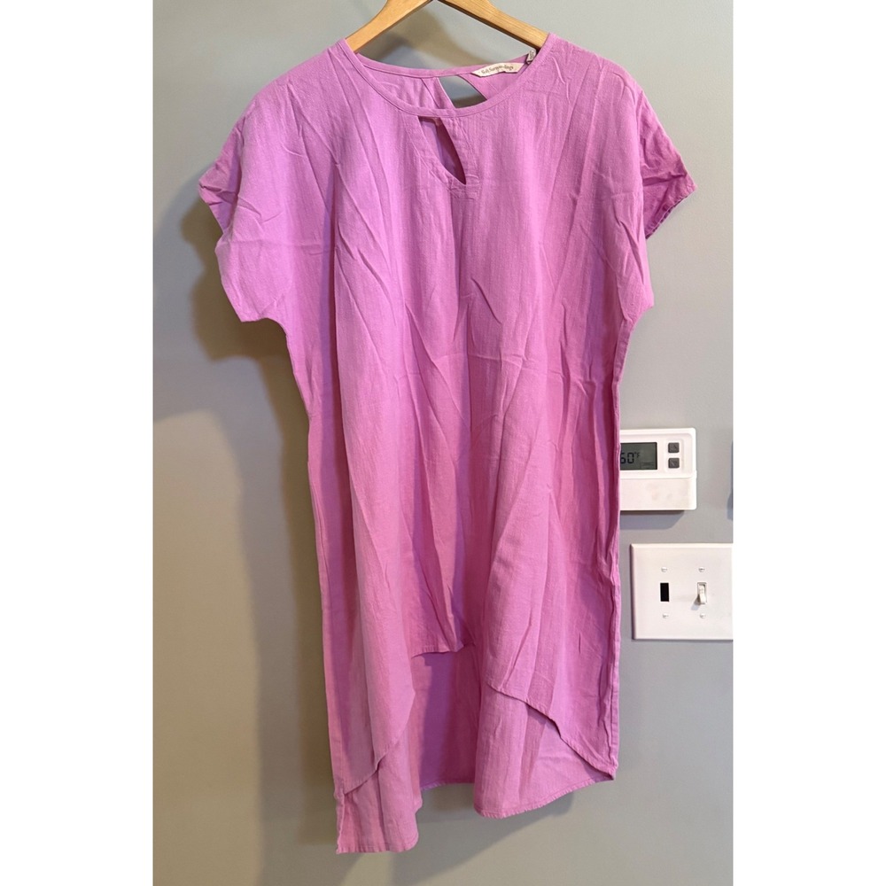 Soft Surroundings Tunic Women PL Pink High Low Keyhole Cotton 3AH84 Boho Top